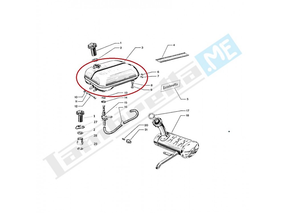 Serbatoio benzina D (adattabile 125LD fino al '55)