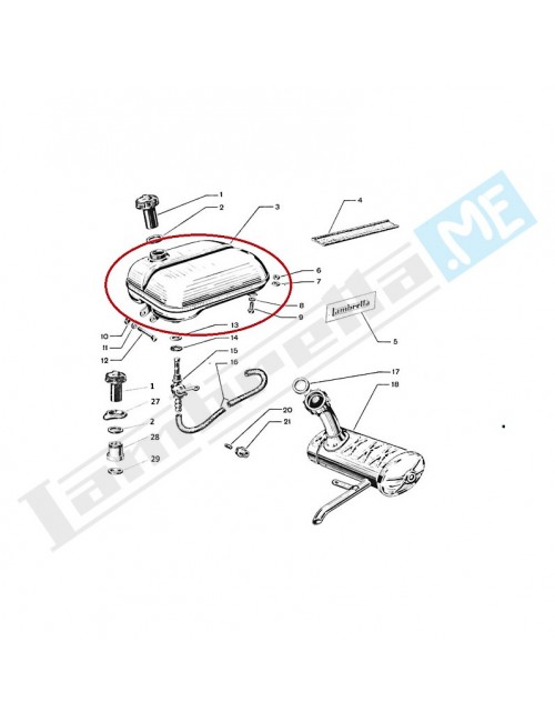 Serbatoio benzina D (adattabile 125LD fino al '55)
