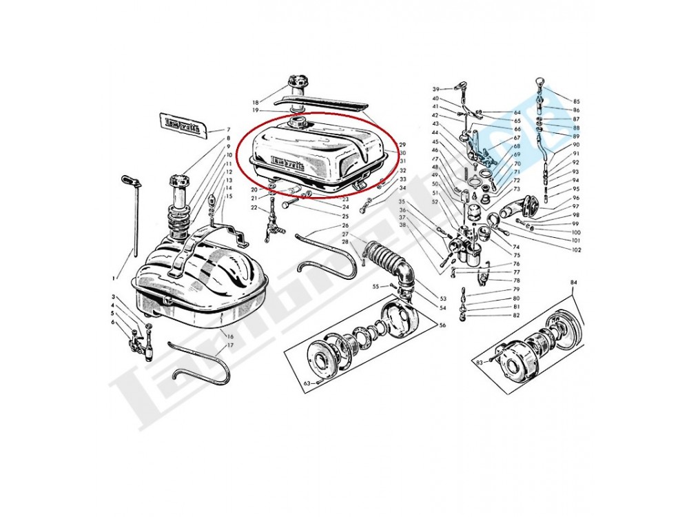 Serbatoio benzina D (adattabile 125LD fino al '55)