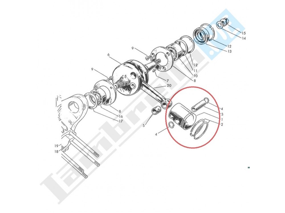 Pistone GOL completo Ø60mm e maggiorazioni Lambretta TV 1° Serie 175cc