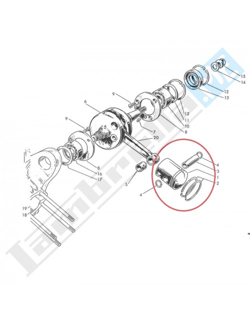 Pistone GOL completo Ø60mm e maggiorazioni Lambretta TV 1° Serie 175cc