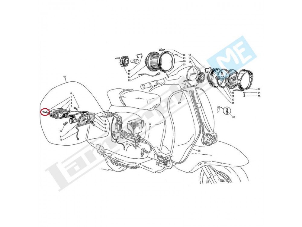 Vite 3,5mm fanalino posteriore Cev/Aprilia