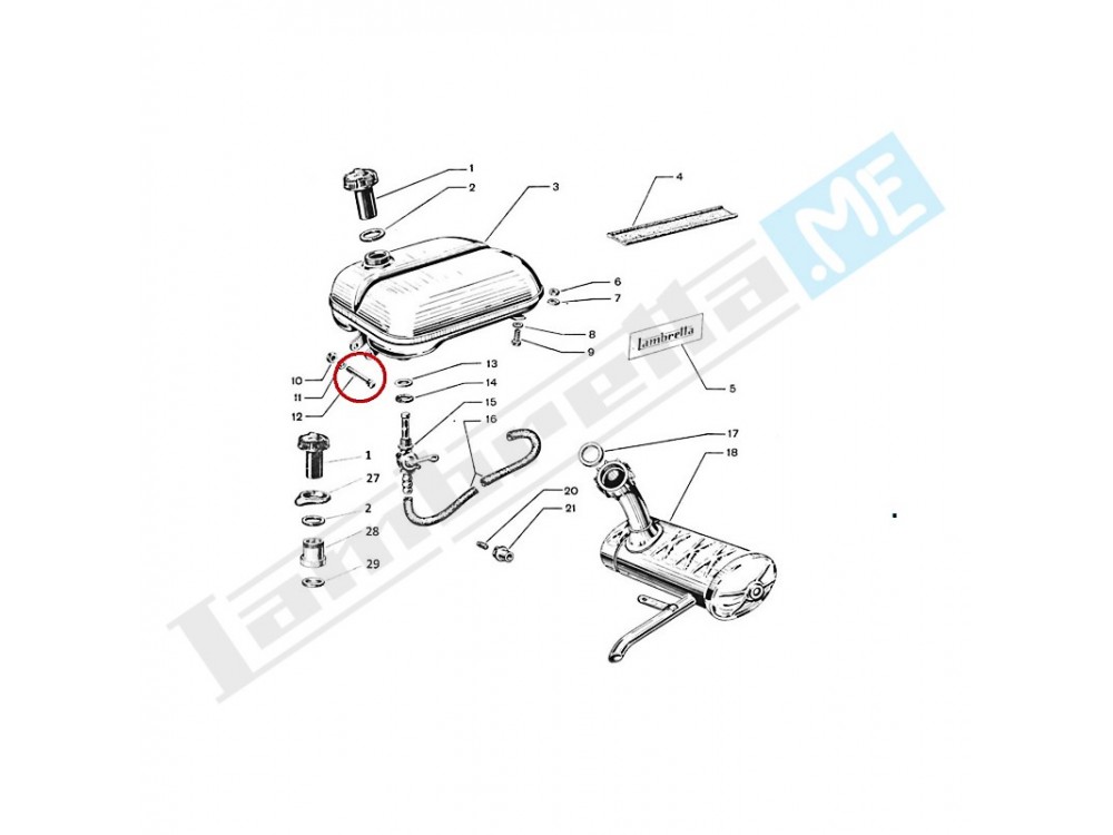 Vite fissaggio serbatoio 5x60 s.t.